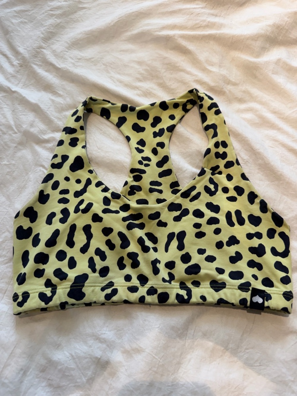 Booty by Brabants Leopard Print Racerback Sports Bra in Lime Green and Black